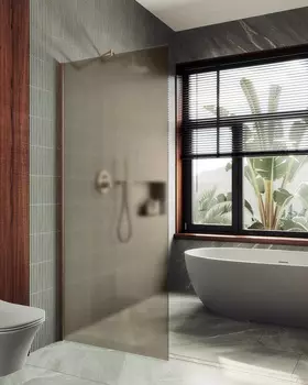 Душевая перегородка Maybah Glass MGD-697-2ш 79х195 см, профиль бронза, стекло бронза матовая