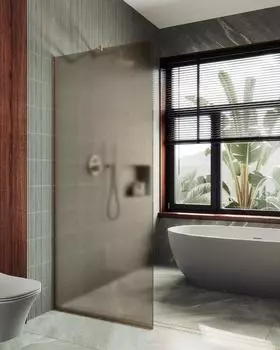 Душевая перегородка Maybah Glass MGD-697-2у 79х195 см, профиль бронза, стекло бронза матовая