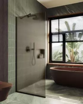 Душевая перегородка Maybah Glass MGD-697-6у 79х195 см, профиль черный, стекло бронза матовое