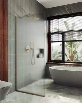 Душевая перегородка Maybah Glass MGD-700-2у 79х195 см, профиль бронза, стекло сатин