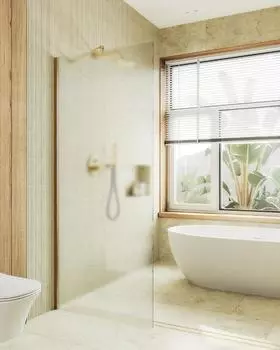 Душевая перегородка Maybah Glass MGD-700-3ш 79х195 см, профиль золото, стекло сатин