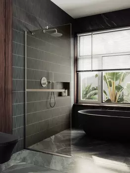 Душевая перегородка Maybah Glass MGD-709-5у 109х195 см, профиль хром матовый, стекло бронза