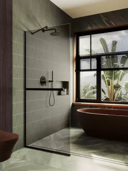 Душевая перегородка Maybah Glass MGD-709-6у 109х195 см, профиль черный, стекло бронза