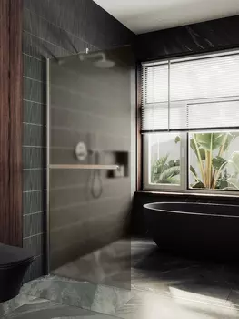 Душевая перегородка Maybah Glass MGD-710-5ш 109х195 см, профиль хром матовый, стекло бронза матовое