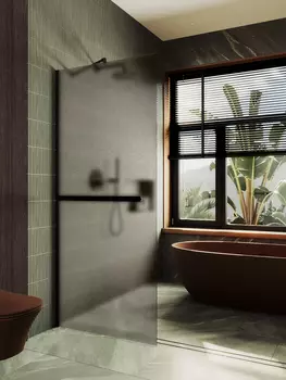 Душевая перегородка Maybah Glass MGD-710-6ш 109х195 см, профиль черный, стекло бронза матовое