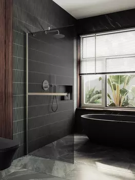 Душевая перегородка Maybah Glass MGD-711-5ш 109х195 см, профиль хром матовый, стекло графит