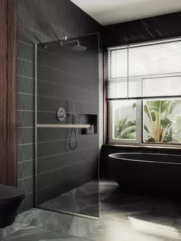 Душевая перегородка Maybah Glass MGD-711-5у 109х195 см, профиль хром матовый, стекло графит