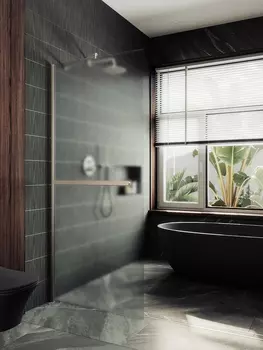 Душевая перегородка Maybah Glass MGD-713-5ш 109х195 см, профиль хром матовый, стекло сатин