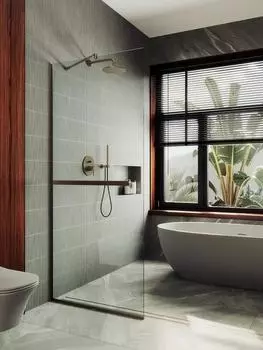 Душевая перегородка Maybah Glass MGD-726-2у 79х195 см 79х195 см, профиль бронза, стекло прозрачное