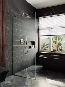 Душевая перегородка Maybah Glass MGD-726-5у 79х195 см профиль хром матовый, стекло прозрачное