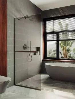 Душевая перегородка Maybah Glass MGD-727-2у 79х195 см, профиль бронза, стекло тонированное