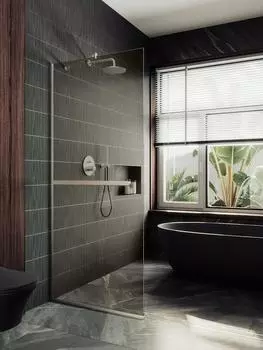 Душевая перегородка Maybah Glass MGD-727-5у 79х195 см, профиль хром матовый, стекло бронза