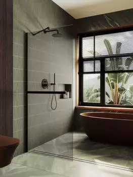 Душевая перегородка Maybah Glass MGD-727-6ш 79х195 см, профиль черный, стекло бронза