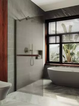 Душевая перегородка Maybah Glass MGD-728-2ш 79х195 см, профиль бронза, стекло бронза матовая