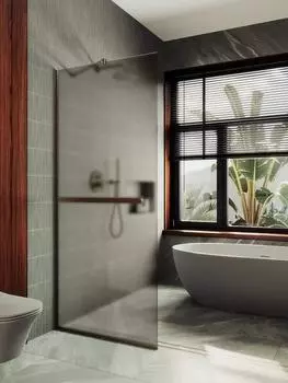 Душевая перегородка Maybah Glass MGD-728-2у 79х195 см, профиль бронза, стекло бронза матовая