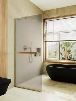 Душевая перегородка Maybah Glass MGD-728-3у 79х195 см, профиль золото, стекло бронза матовое
