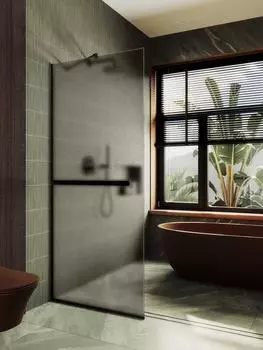 Душевая перегородка Maybah Glass MGD-728-6у 79х195 см, профиль черный, стекло бронза матовое