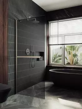 Душевая перегородка Maybah Glass MGD-729-5ш 79х195 см, профиль хром матовый, стекло графит