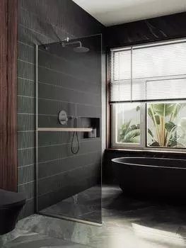 Душевая перегородка Maybah Glass MGD-729-5у 79х195 см, профиль хром матовый, стекло графит