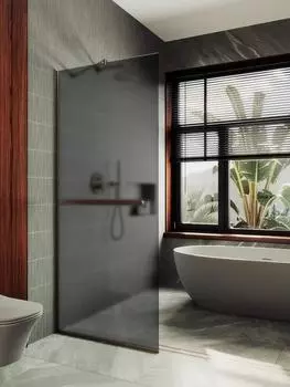 Душевая перегородка Maybah Glass MGD-730-2у 79х195 см, профиль бронза, стекло графит матовый