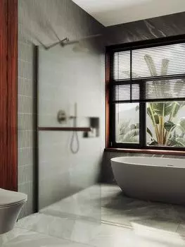 Душевая перегородка Maybah Glass MGD-731-2ш 79х195 см, профиль бронза, стекло сатин