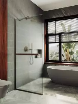 Душевая перегородка Maybah Glass MGD-731-2у 79х195 см, профиль бронза, стекло сатин