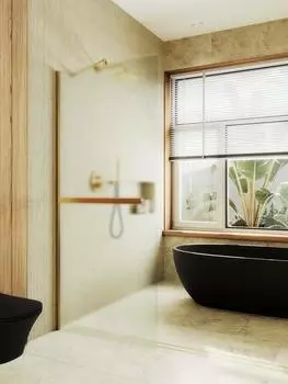 Душевая перегородка Maybah Glass MGD-731-3ш 79х195 см, профиль золото, стекло сатин