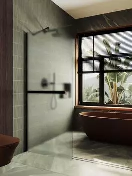 Душевая перегородка Maybah Glass MGD-731-6ш 79х195 см, профиль черный, стекло сатин