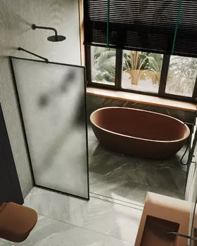 Душевая перегородка Maybah Glass MGD-839-6 109х195 см, профиль черный, стекло сатин