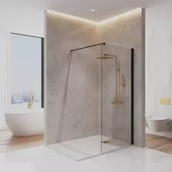 Душевая перегородка Paini PAINI-WalkIN90C 90x195 профиль черный, стекло прозрачное