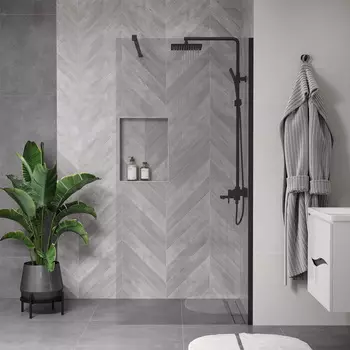 Душевая перегородка Reflexion RX200100CBL-13 100х200 см, стекло прозрачное, профиль черный