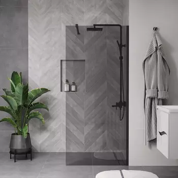 Душевая перегородка Reflexion RX20090TBL-16 90х200 см, стекло тонированное, профиль черный