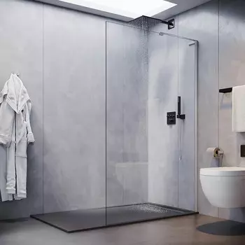 Душевая перегородка Veconi Korato KR-77 90x200 см, профиль хром, стекло прозрачное