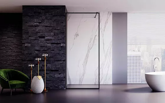 Душевая перегородка Veconi Korato KR-81B 120x200 см, профиль черный матовый, стекло прозрачное