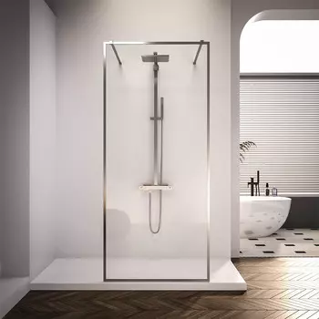 Душевая перегородка Veconi Korato KR-90 100x200 см, профиль хром, стекло прозрачное