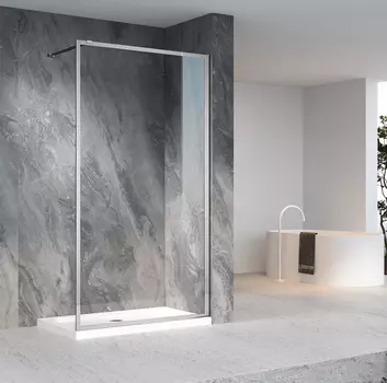 Душевая перегородка Veconi KR-81 KR81-100-01-C7 100х200 профиль хром, стекло прозрачное