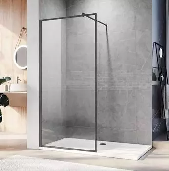 Душевая перегородка Veconi KR-81GR KR81GR-80-01-C8 80х200 профиль брашированный графит, стекло прозрачное