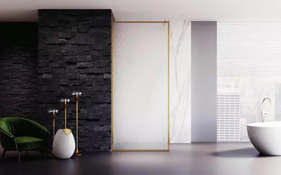 Душевая перегородка Veconi KR-81RG KR81RG-120-06-C4 120х200 профиль брашированное золото, стекло матовое