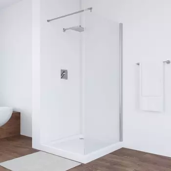 Душевая перегородка Vegas Glass EAF 76 08 10 профиль глянцевый хром, стекло сатин