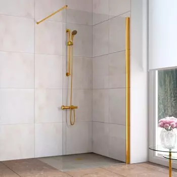 Душевая перегородка Vegas Glass EAF LUX 870x1995 профиль золото, стекло прозрачное