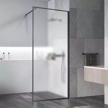 Душевая перегородка Vincea Walk-In VSW-1HP90FLGM, 90х200, вороненая сталь, стекло рифленое