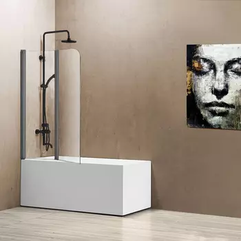 Душевая шторка на ванну Vincea VSB-12114CLGM, 1140х140, вороненая сталь, стекло прозрачное