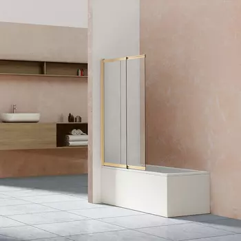 Душевая шторка на ванну Vincea VSB-1E100CLG, 100х1450, брашированное золото, стекло прозрачное