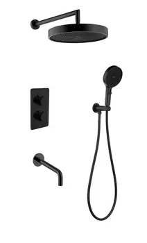 Душевая система Boheme Cell 427-B с термостатом и изливом, черный матовый
