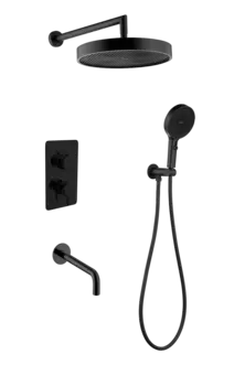 Душевая система Boheme Cell 427-B со смесителем и изливом, черный матовый
