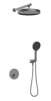 Душевая система Kaiser Sano 08277-15 скрытого монтажа, с термостатом, вороненая сталь