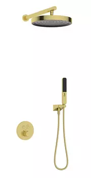 Душевая система Kaiser Sano 08277-3 скрытого монтажа, с термостатом, шлифованное золото