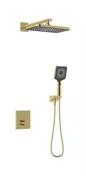 Душевая система Kaiser Sano 08477-3 скрытого монтажа, с термостатом, шлифованное золото