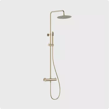 Душевая стойка AQUAme AQM8006BG с термостатом, золото шлифованное