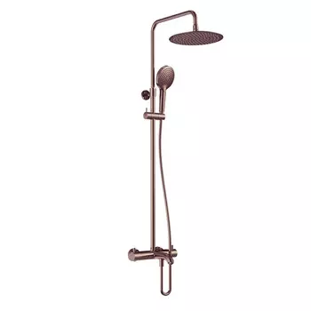 Душевая стойка AQUAme AQM8008BC с термостатом и изливом, медь шлифованная